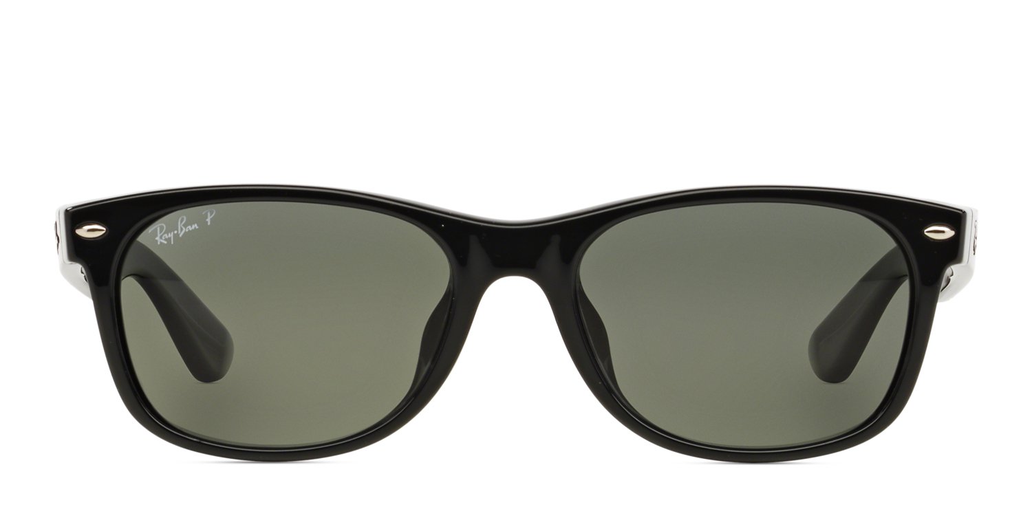 Ray-Ban 2132F New Wayfarer Shiny Black/Green Sunglasses