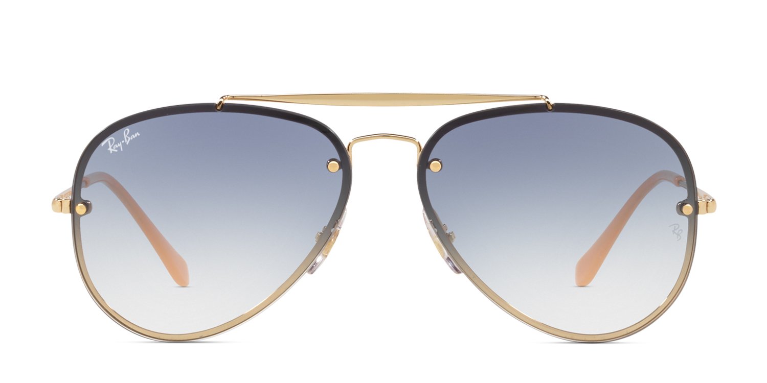 Ray-Ban 3584N Blaze Gold w/Blue, Clear Prescription Sunglasses