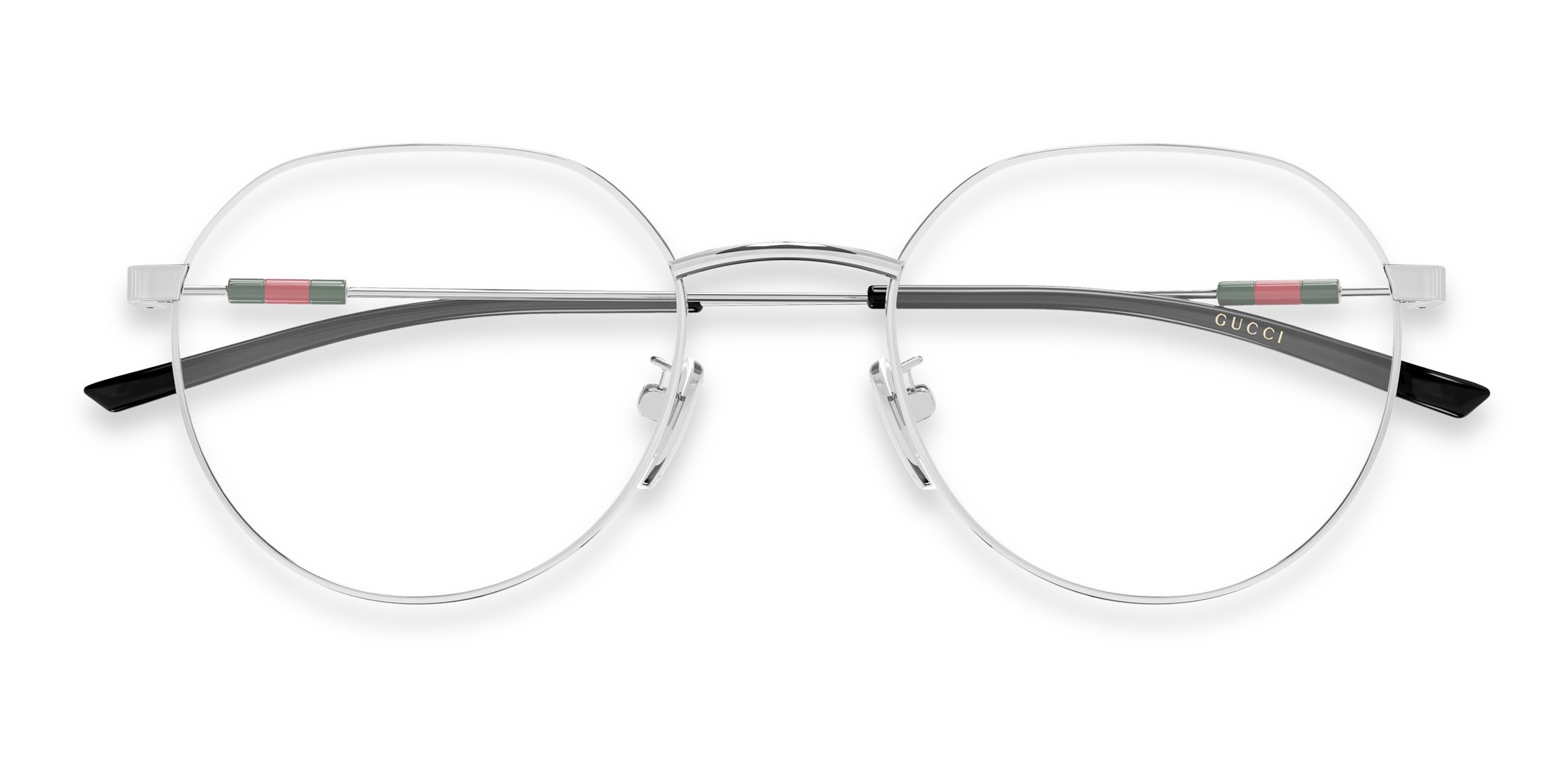 The Gucci GG2141OK in silver is a stylish frame with a modern