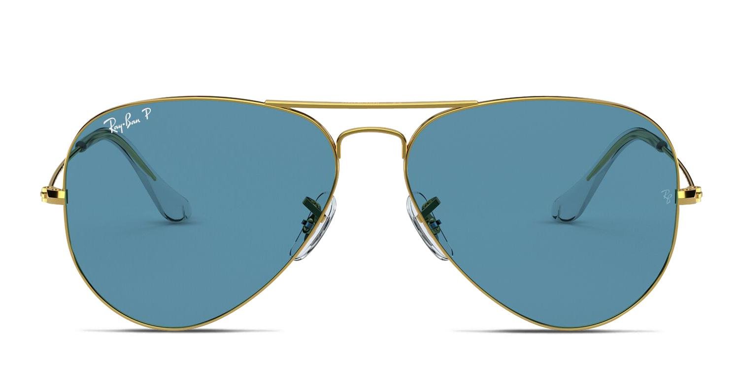 Ray-Ban Gold Frame Sunglasses with Light Blue Mirrored Lenses RAY BAN Sunglasses Aviator Gold Arista Mirrored Blue Lenses  main image 2