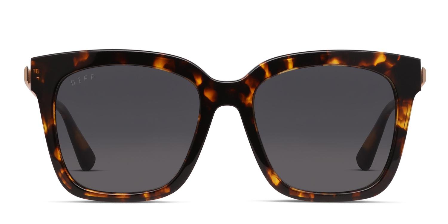 DIFF Tortoise Shell Sunglasses with Black Case Oversized Cat Eye Tortoise Shell Polarized Sunglasses w  main image 2