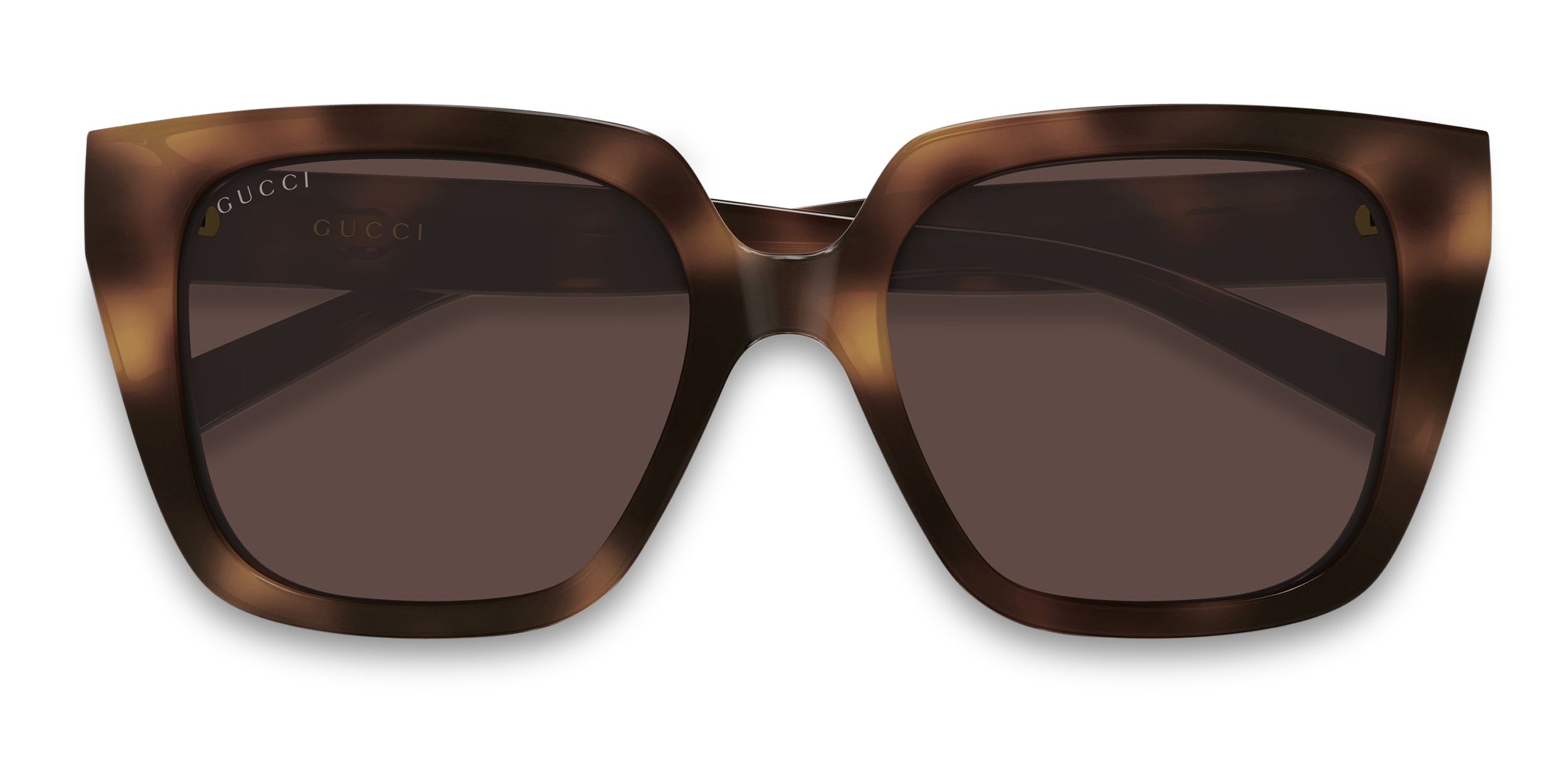 Gucci GG2102S tortoise frame with brown lenses. Lenses provide 100
