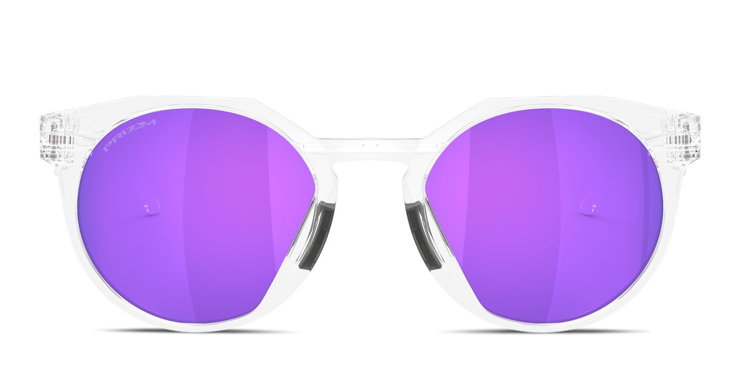 Oakley OO9242 HSTN clear frame with PRIZM violet lenses. Lenses