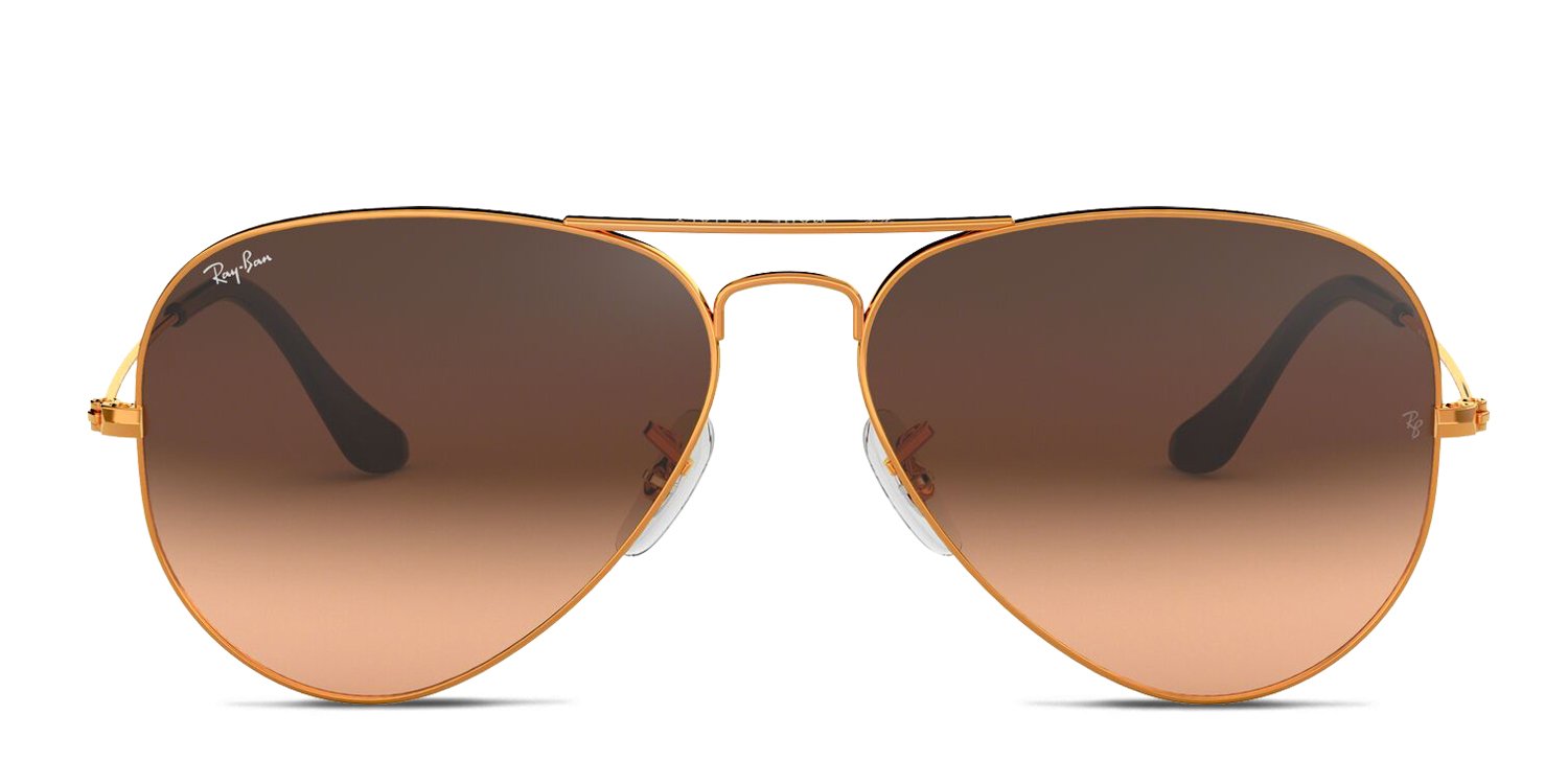 Ray-Ban Aviator Sunglasses Bronze Frame Rainbow Lens Classic Pilot Case VS37AQ AVIATOR CLASSIC Sunglasses in Arista Gold and G-15 Green  main image 4