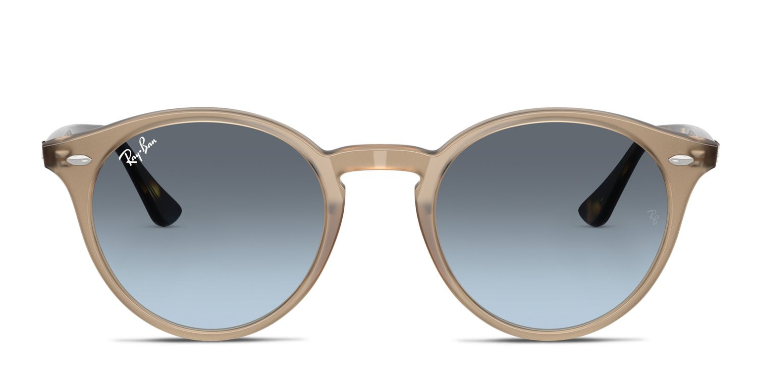Ray-Ban RB2180 brown frame with blue gradient grey lenses. Lenses