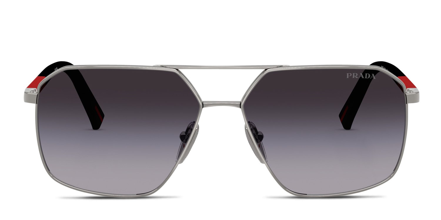 Prada Gunmetal  Metal Frame Gradient Tint Sunglasses - SPR 58M HAS FLAWS READ PRADA Gray Square Sunglasses for Women for sale | eBay main image 4