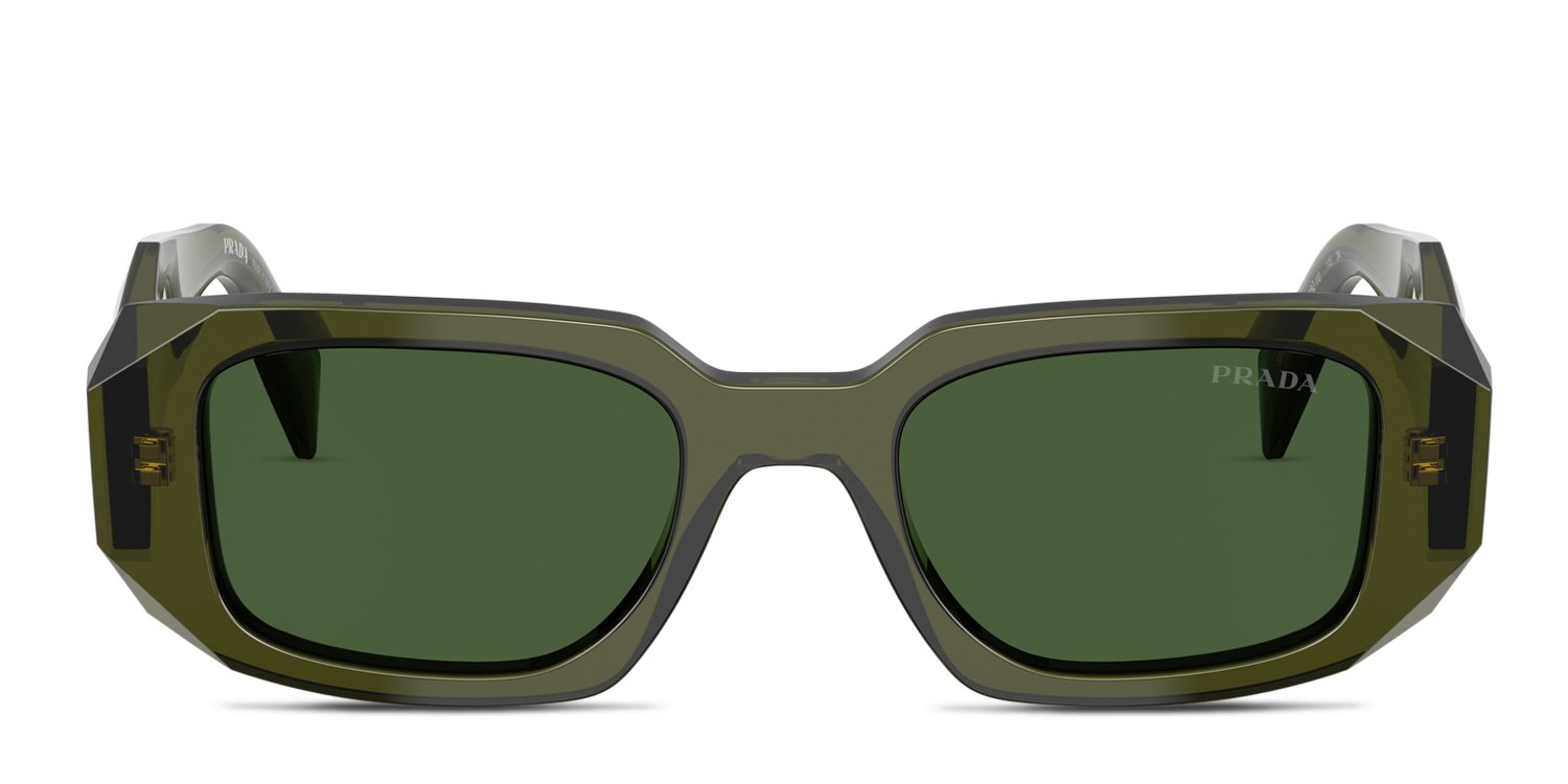 Prada SPR17 W Olive Green Rectangular Sunglasses with Dark‎ Green Lenses Prada Acetate Symbole Sunglasses SPR 17W Green 1892162  main image 2