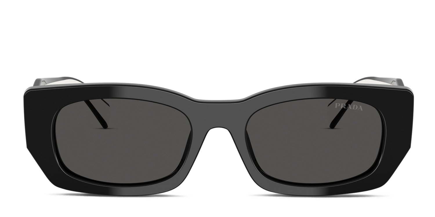 Prada PRB05S black frame with dark grey lenses. Lenses provide 100