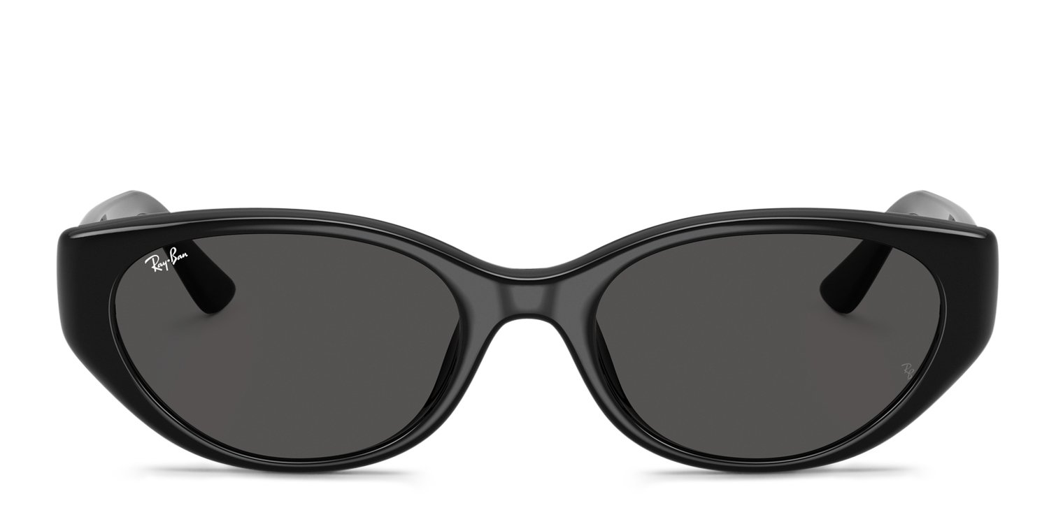 Ray-Ban RB4457D black frame with dark grey lenses. Lenses provide