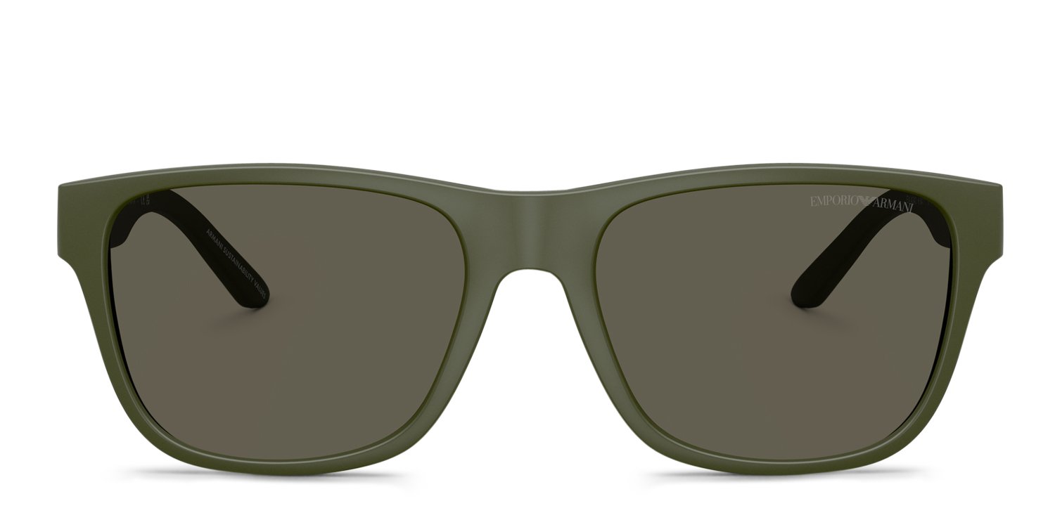 Emporio Armani EA4243 green frame with dark brown lenses. Lenses