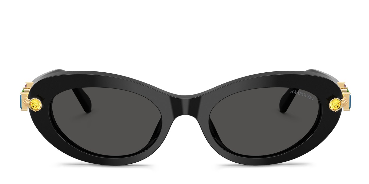 Swarovski SK6042 black frame with dark grey lenses. Lenses provide