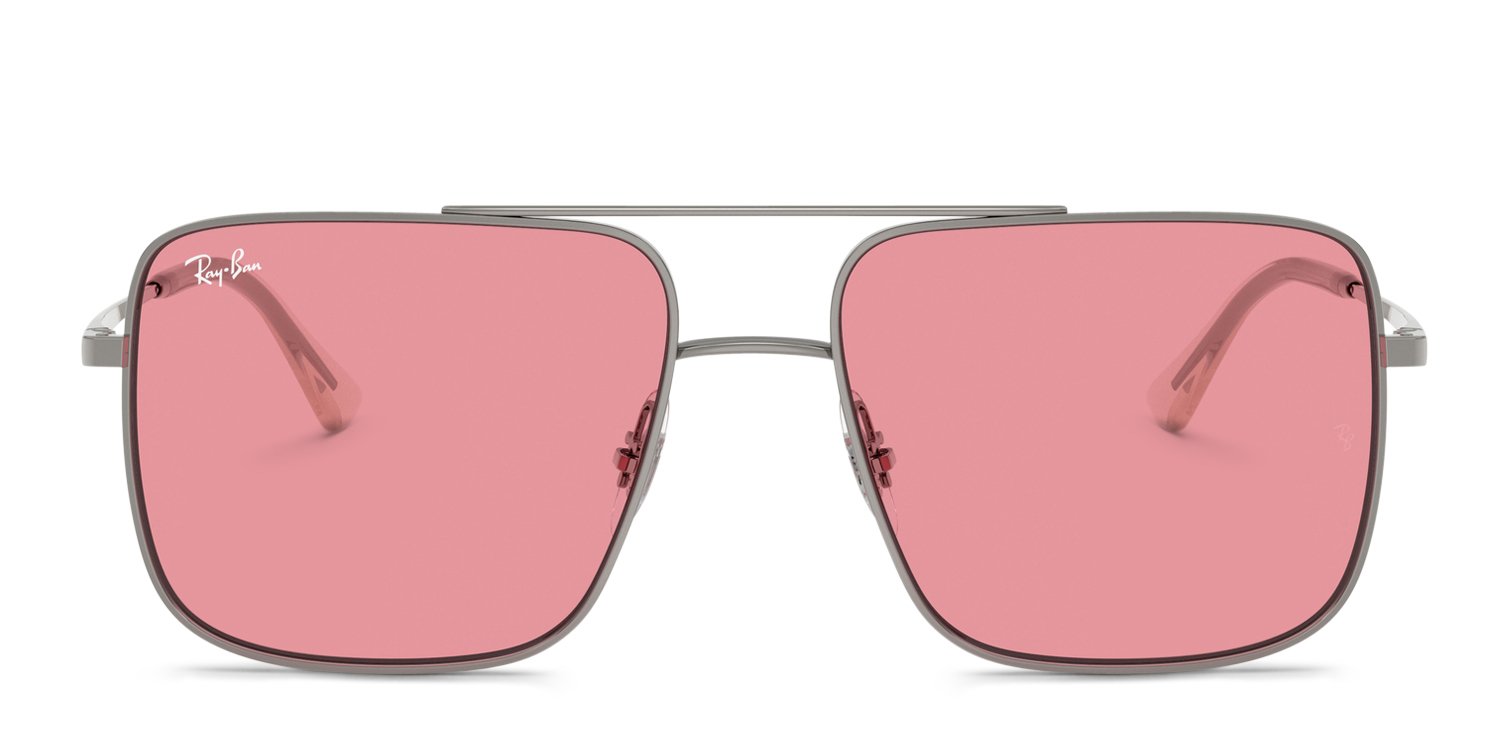 Ray-Ban RB3758 Ari gunmetal frame with pink lenses. Lenses provide
