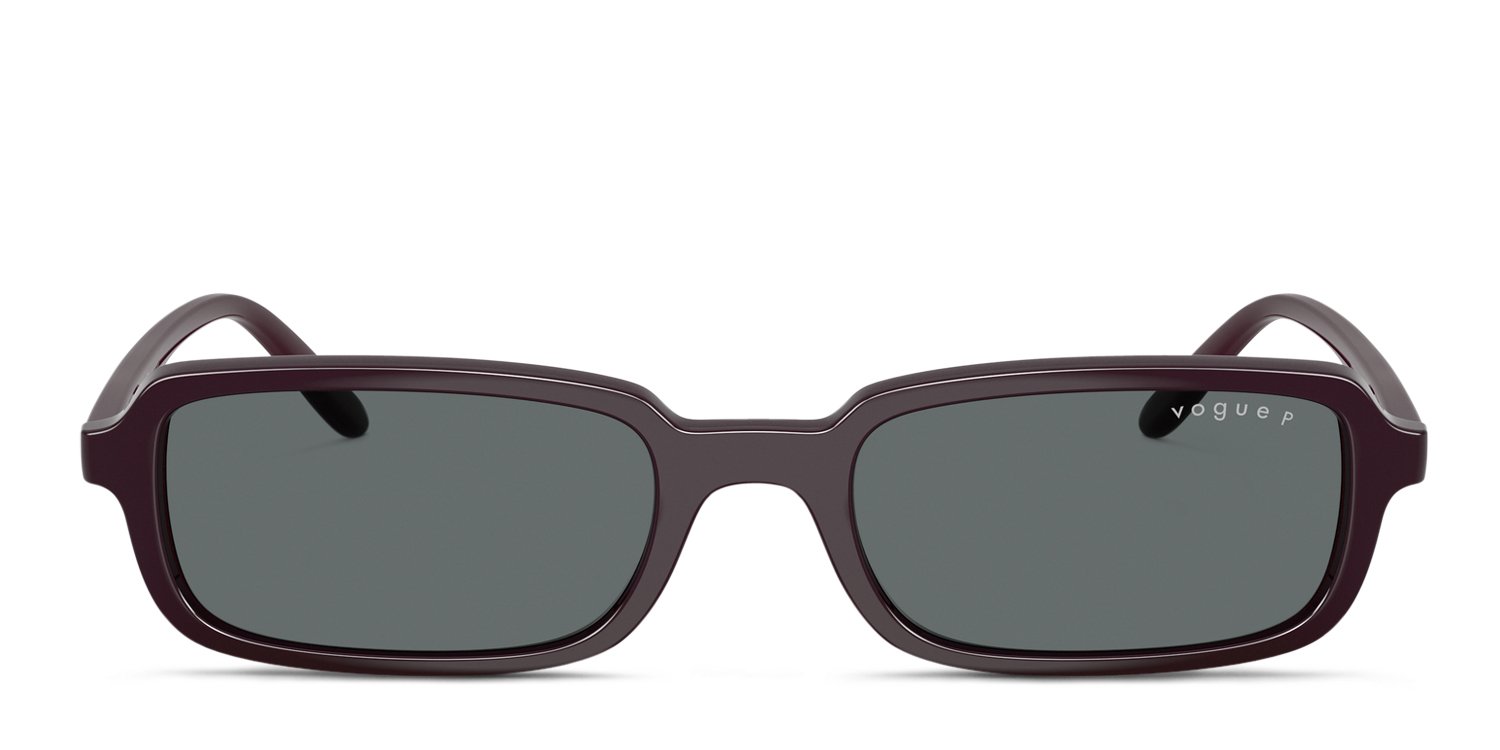 Vogue VO5666S red frame with dark grey polarized lenses. Lenses