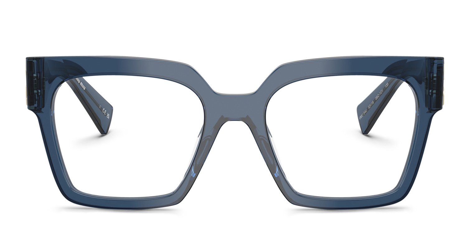 Miu Miu Clear Orange Blue Squiggle Rim Cat Eye Sunglasses | OS Miu Miu MU B07S XS (51 - 17) with Transparent lenses and  main image 3