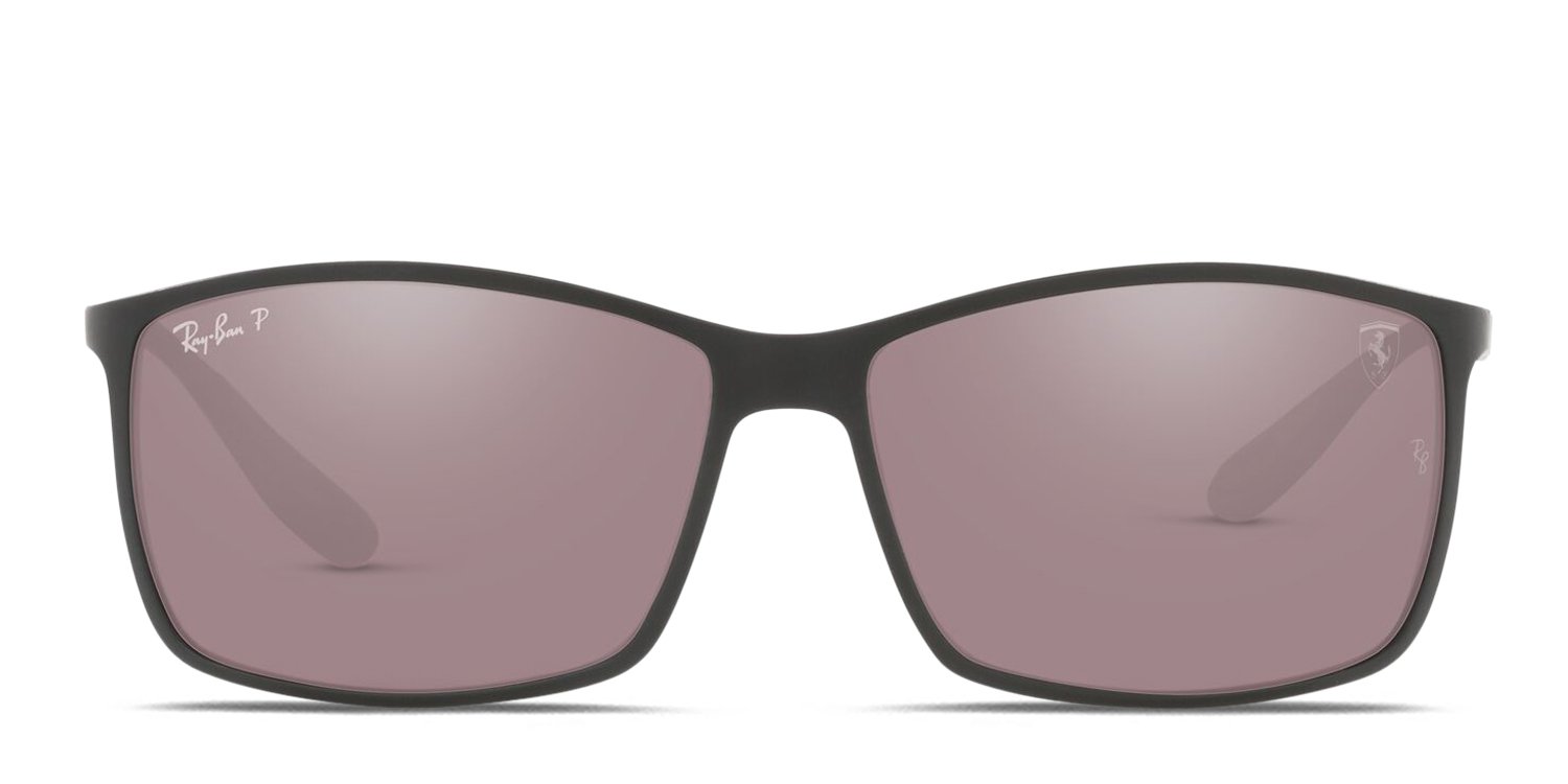 Ray-Ban RB4179M black frame with purple mirrored silver polarized