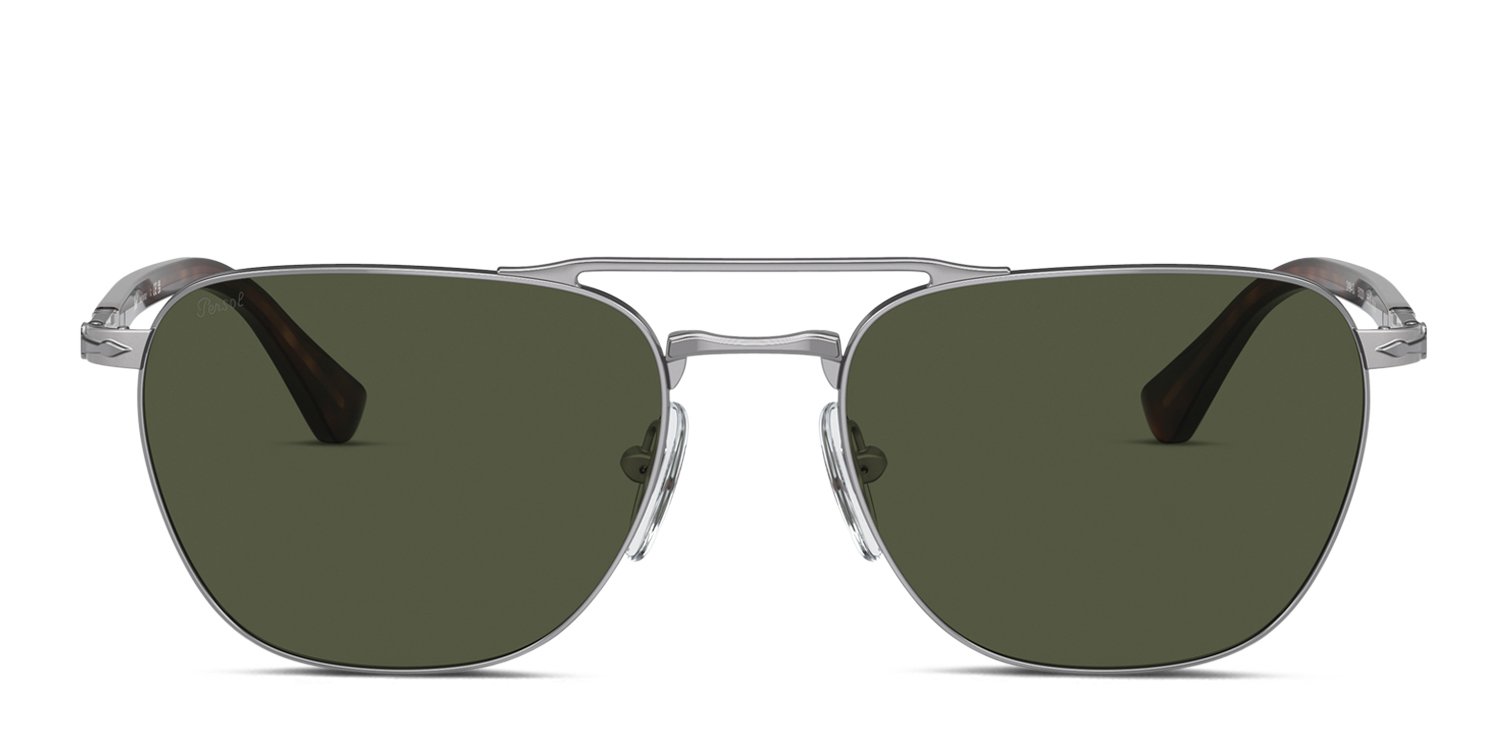 Persol PO2494S gray frame with green lenses. Lenses provide 100
