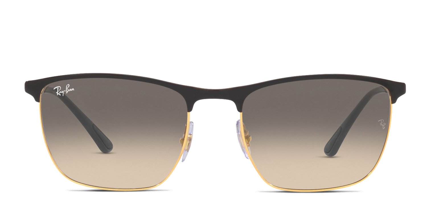 Ray-Ban RB3686 black, gold frame with clear gradient grey lenses