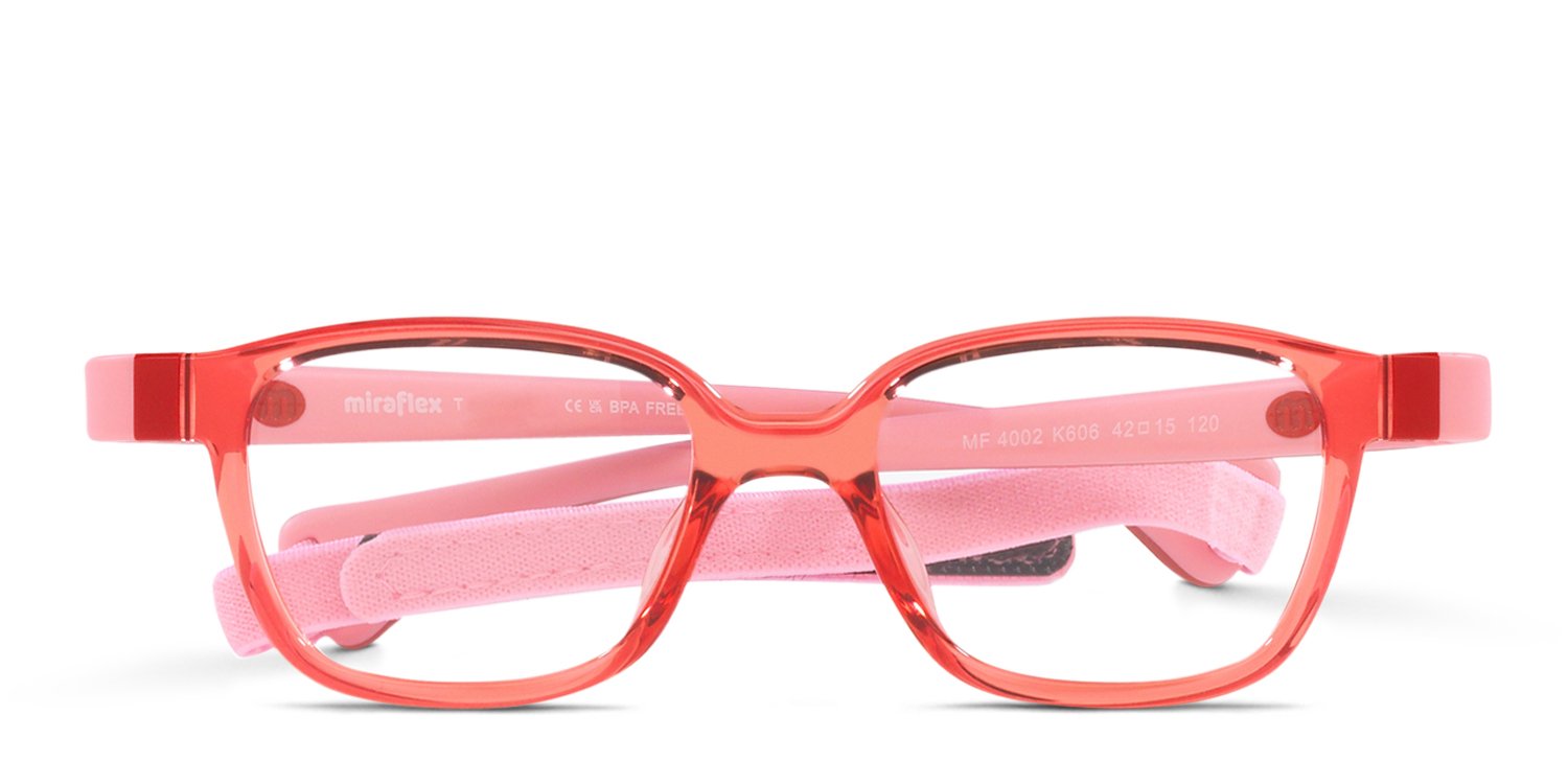 Miraflex MF4002 Kids Red, Clear Prescription Eyeglasses