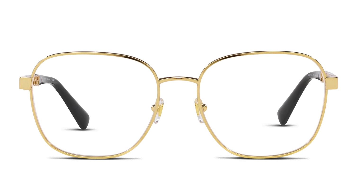 Versace Gold and Tortoise Rectangular Eyeglasses RV0282561 Versace Gold Metal Rim Rectangular Glasses w Tortoise Temple  main image 4