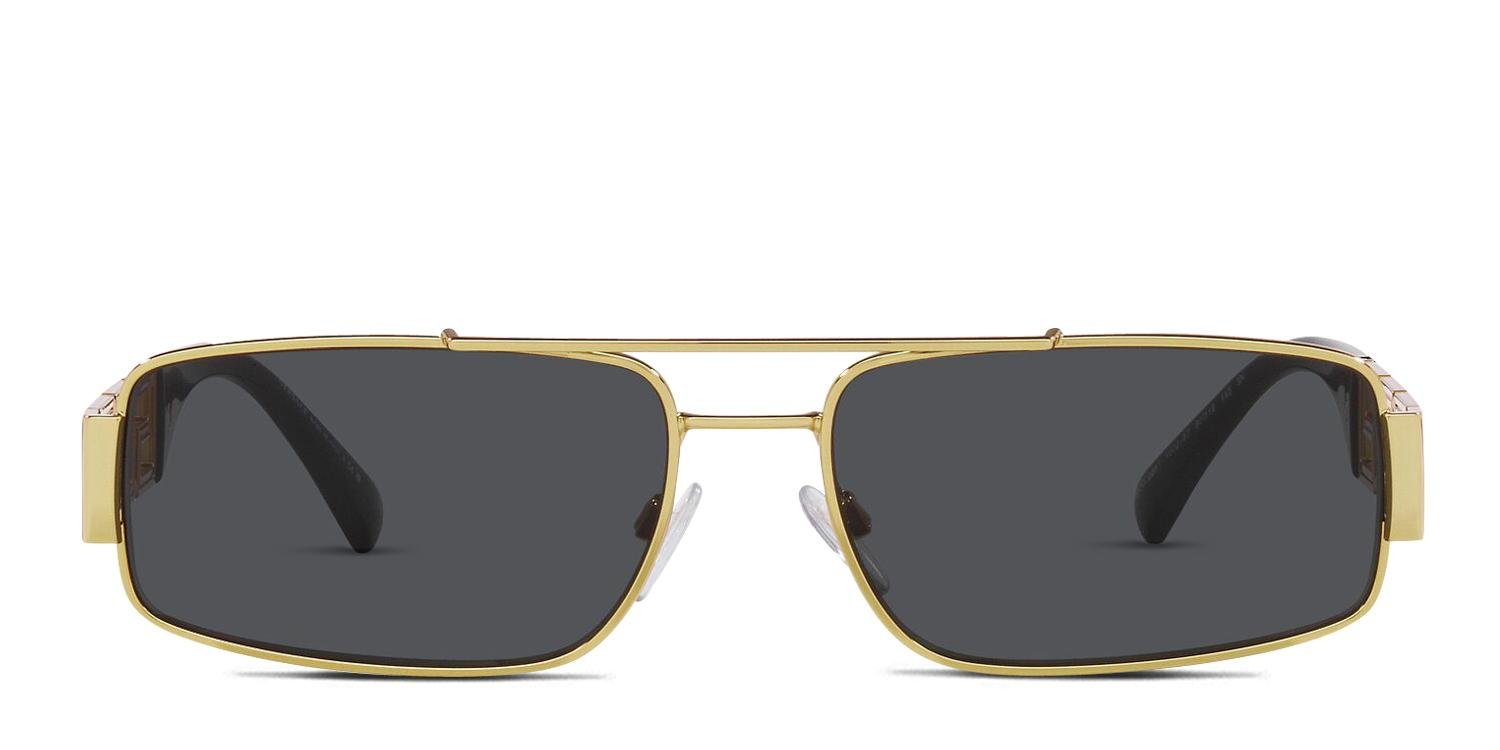 Versace Gold Frame Brown Gradient Aviator Sunglasses with Black Case Versace 0VE2163 Black, Gold, Gray main image 2